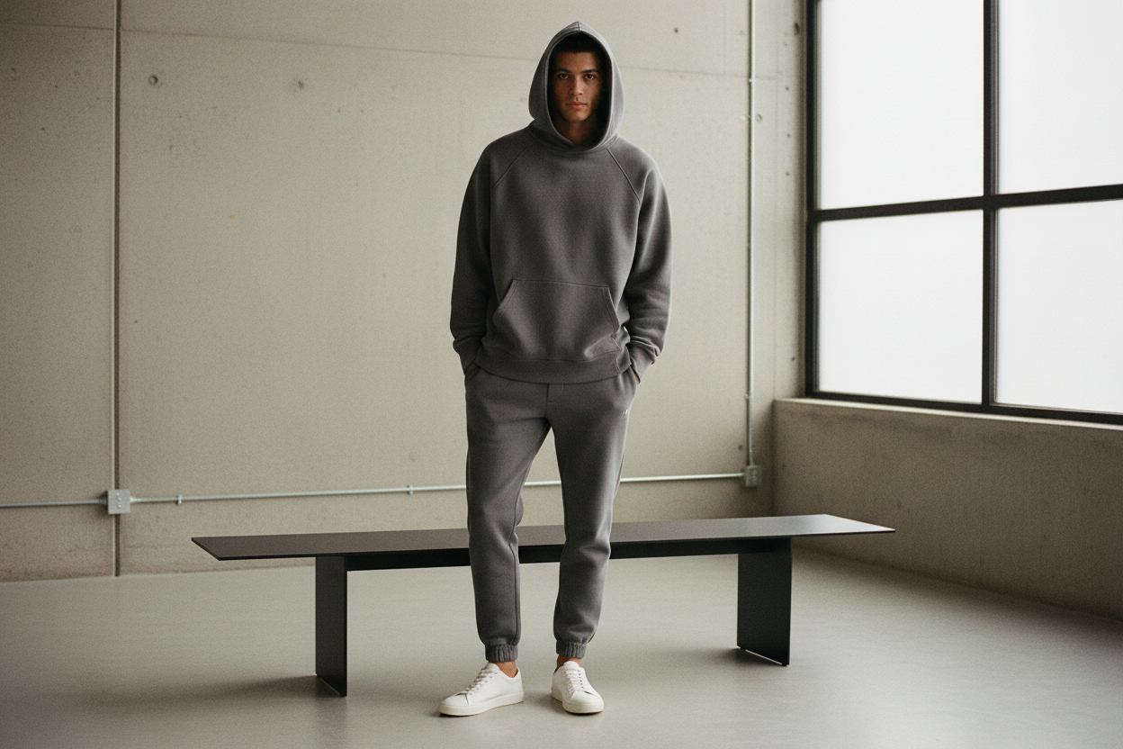 Male wearing a hoodie 